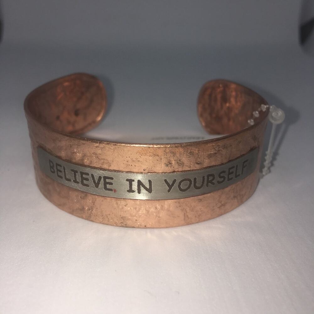 Believe In Yourself Cuff Bracelet - Copper, Silver - Picture 8 of 8